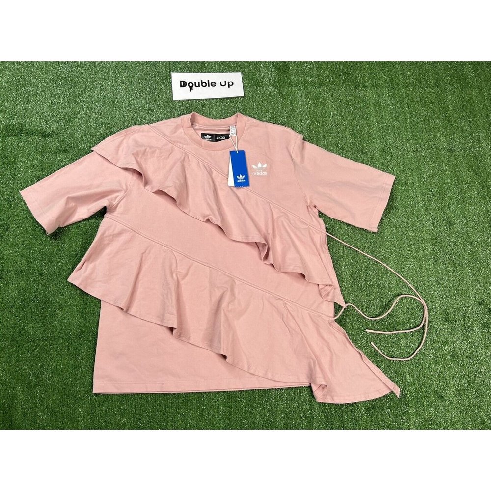 ADIDAS Originals J KOO Women’s FT9876 Ruffle Top T-Shirt Limited Pink Size M